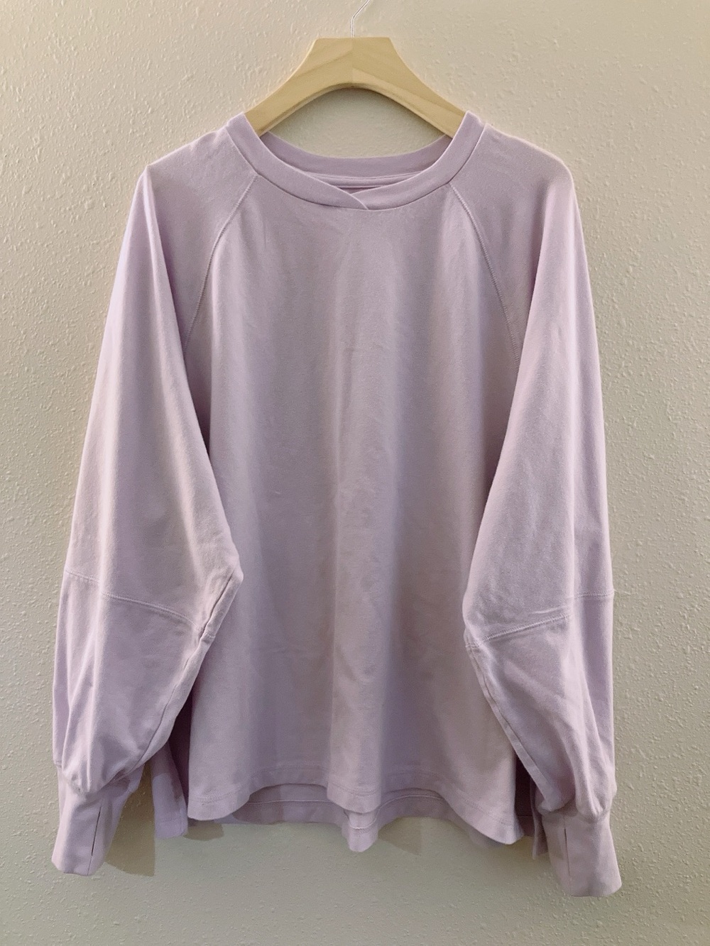 Aerie Offline Lavender Longsleeve Pique T-Shirt Oversized Dolman Balloon Sleeves - Picture 2 of 12